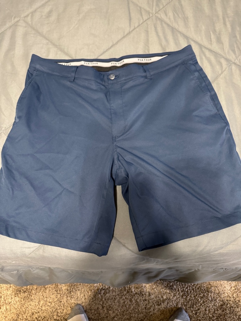 PGA TOUR Solid Navy Performance Flat Front Shorts